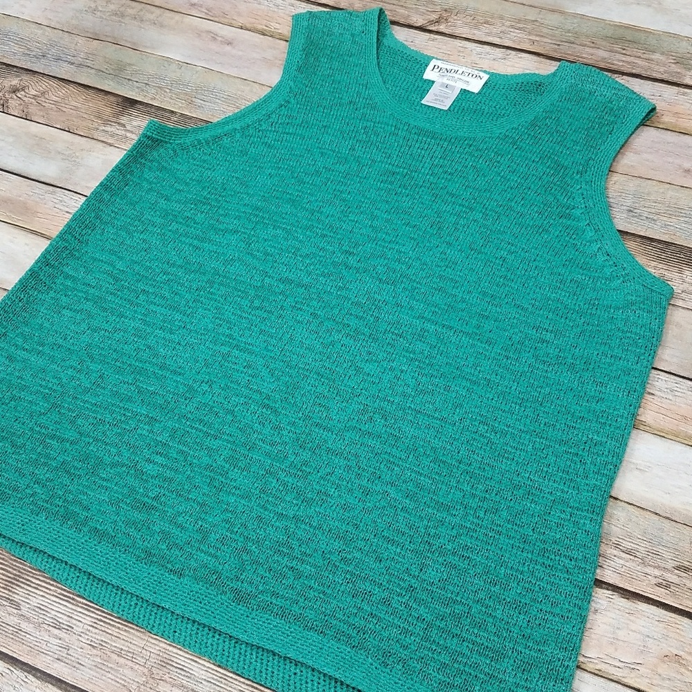 Pendleton Pullover Knit Sweater Vest Green PetiteL
